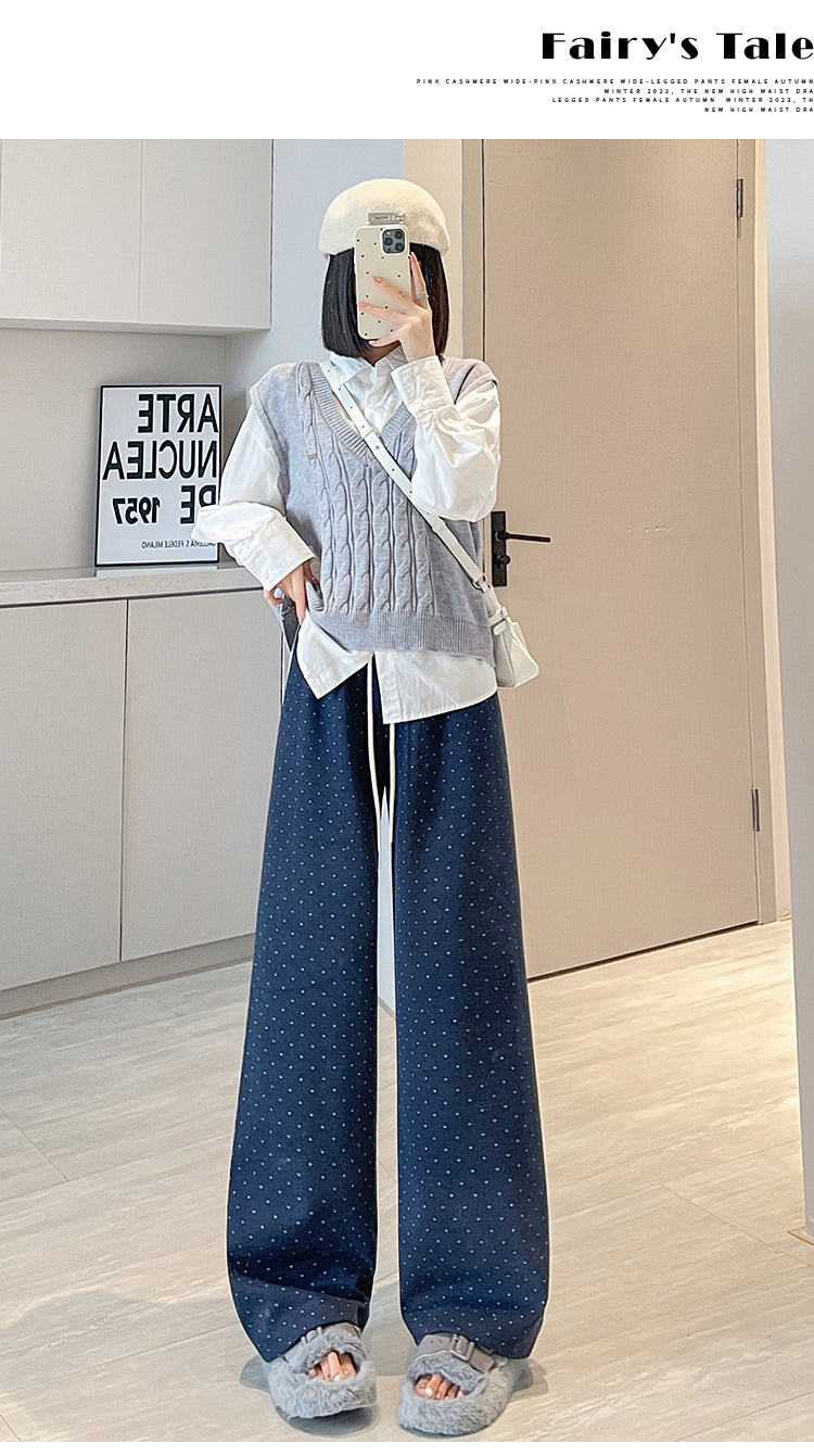 【bottoms】ドット柄秋冬ガウチョパンツG24592