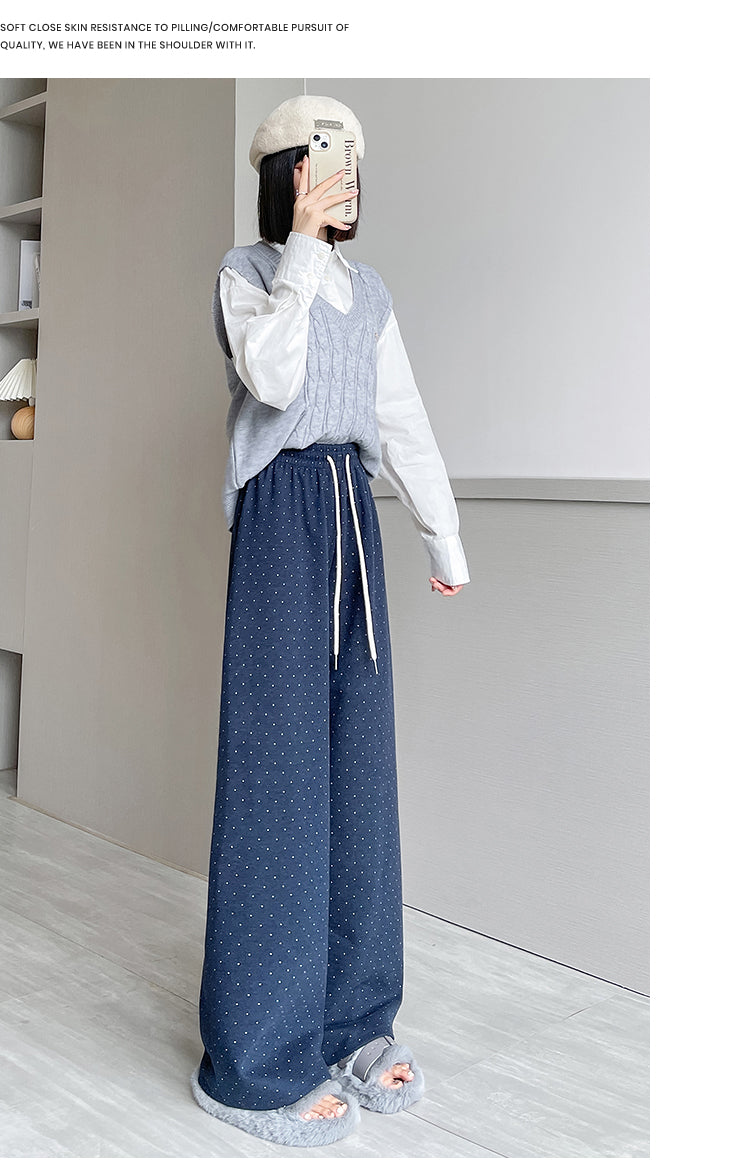 【bottoms】ドット柄秋冬ガウチョパンツG24592