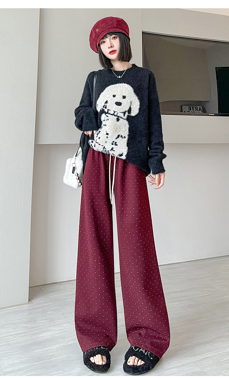 【bottoms】ドット柄秋冬ガウチョパンツG24592