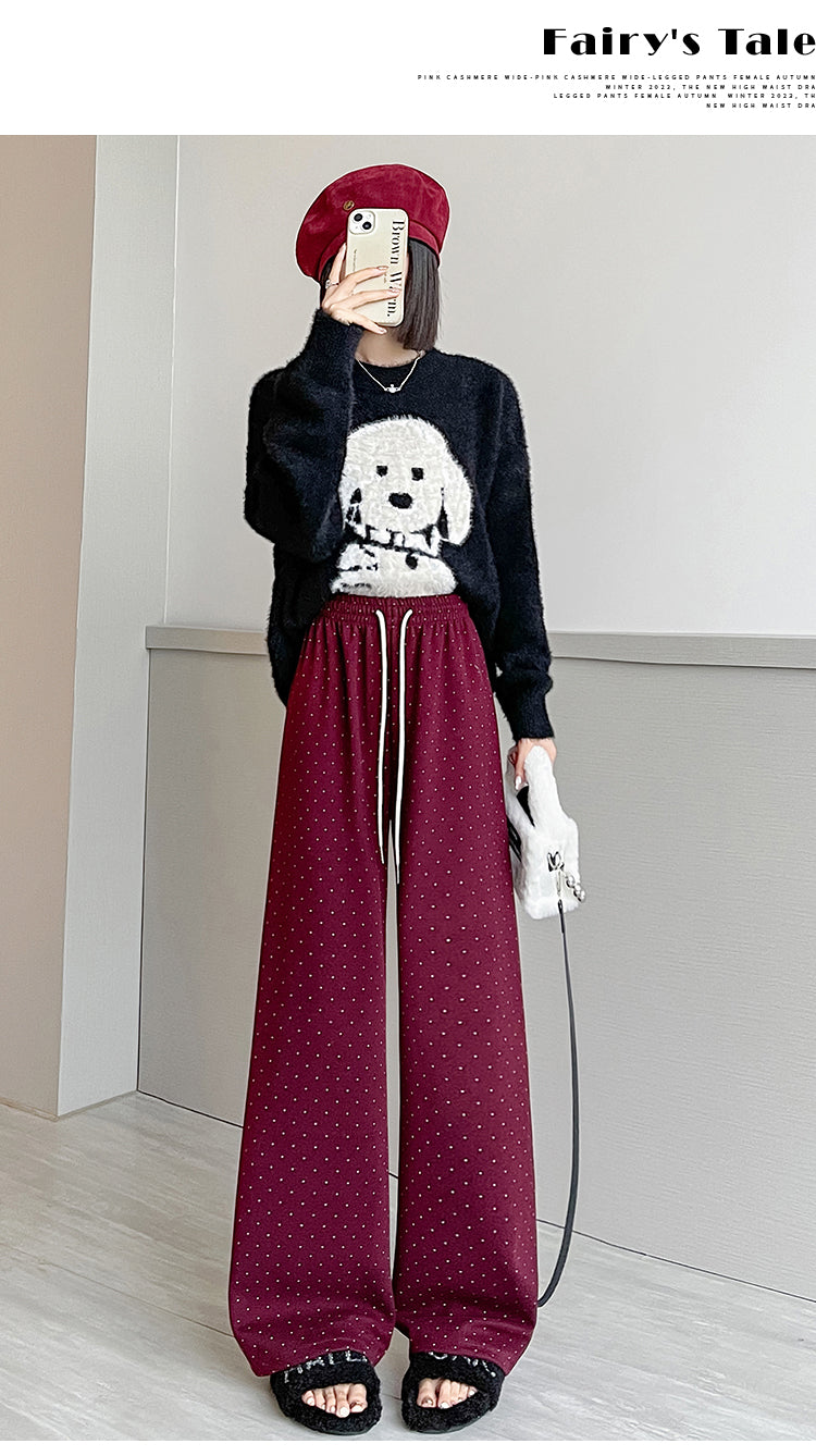 【bottoms】ドット柄秋冬ガウチョパンツG24592