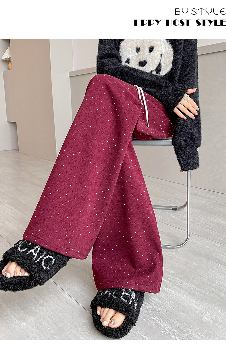 【bottoms】ドット柄秋冬ガウチョパンツG24592