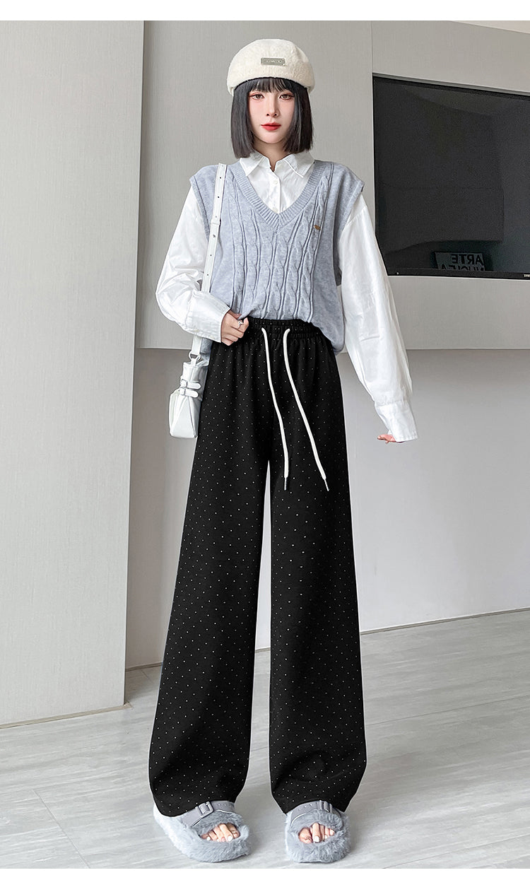 【bottoms】ドット柄秋冬ガウチョパンツG24592