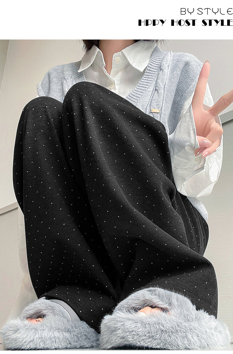 【bottoms】ドット柄秋冬ガウチョパンツG24592