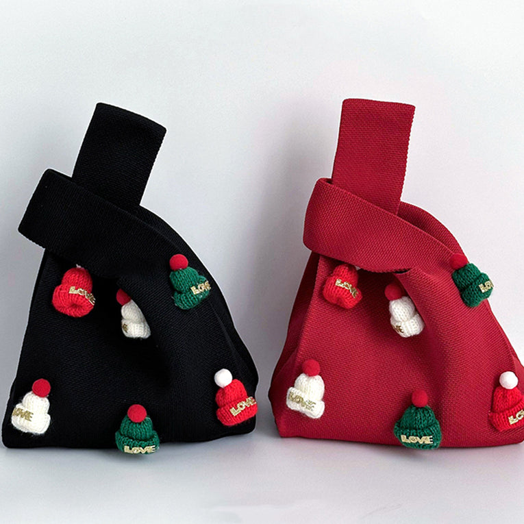 【小物】クリスマス8色ニットハンドバッグG24614