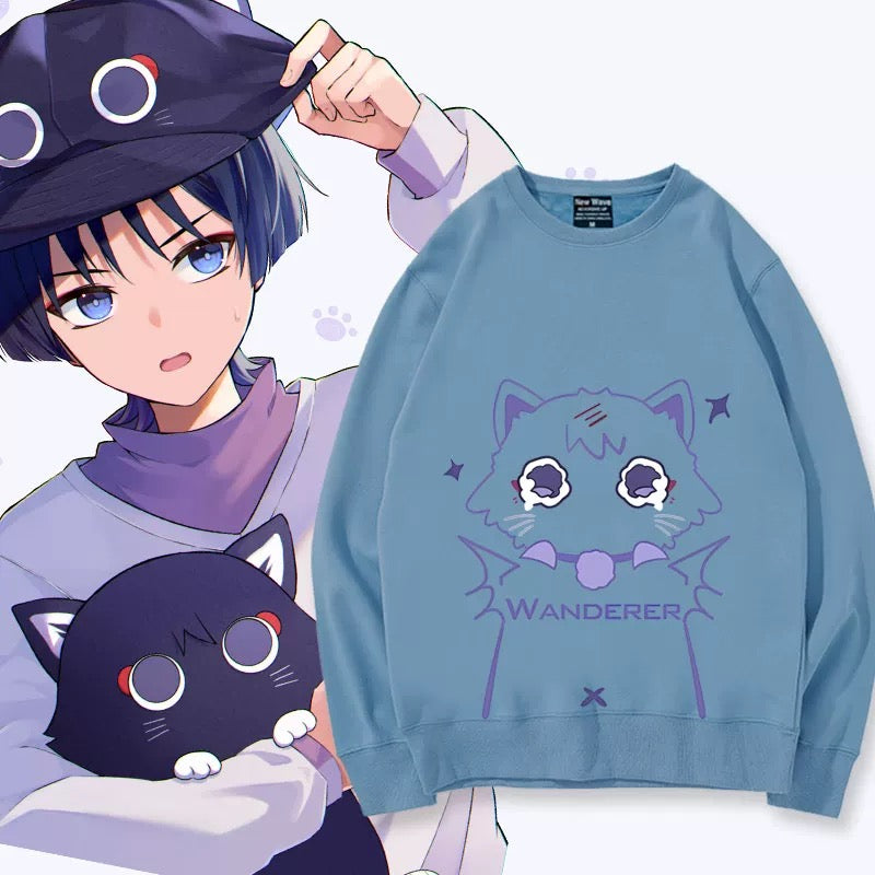 【tops】散兵猫プリントプルオーバー（ 男女兼用）Ｋ0199