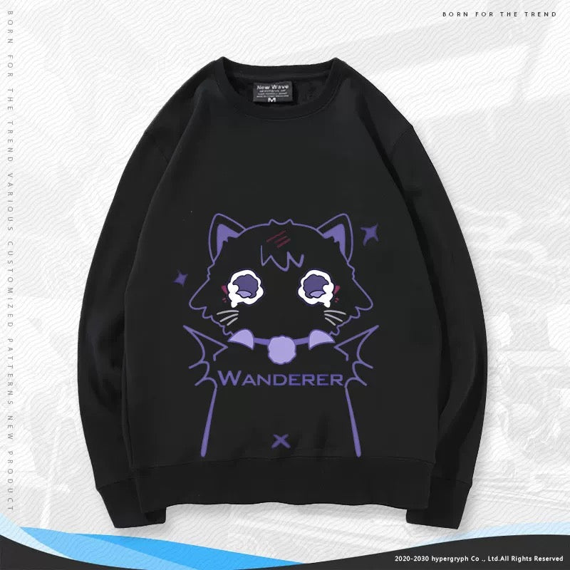 【tops】散兵猫プリントプルオーバー（ 男女兼用）Ｋ0199