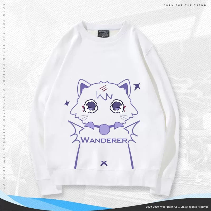 【tops】散兵猫プリントプルオーバー（ 男女兼用）Ｋ0199