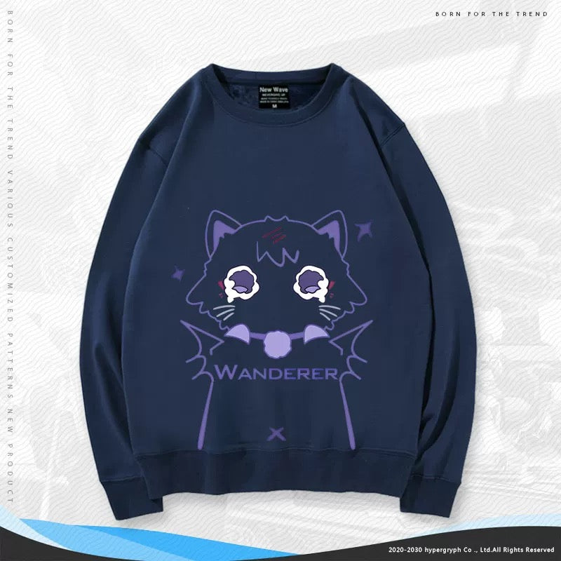 【tops】散兵猫プリントプルオーバー（ 男女兼用）Ｋ0199