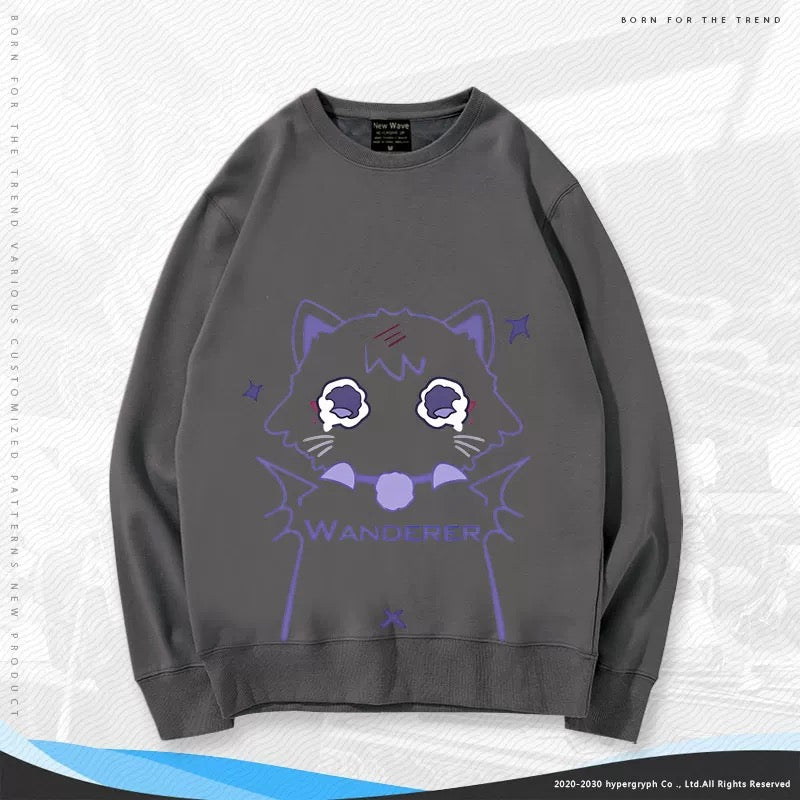 【tops】散兵猫プリントプルオーバー（ 男女兼用）Ｋ0199