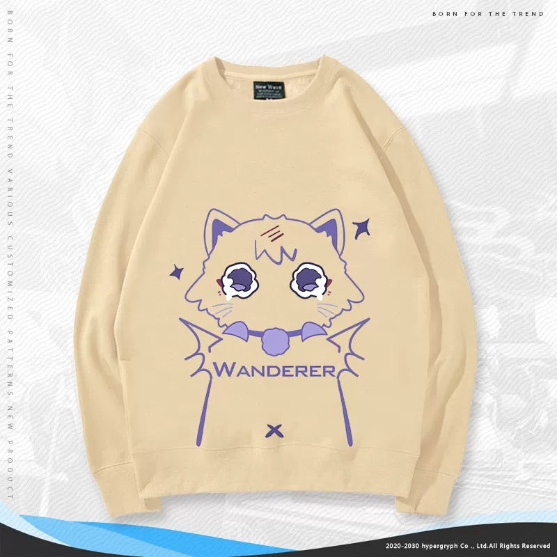 【tops】散兵猫プリントプルオーバー（ 男女兼用）Ｋ0199