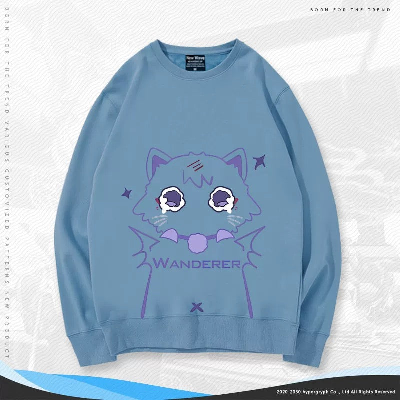 【tops】散兵猫プリントプルオーバー（ 男女兼用）Ｋ0199