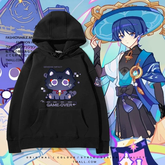 【tops】散兵猫プリントパーカー（ 男女兼用）Ｋ0200