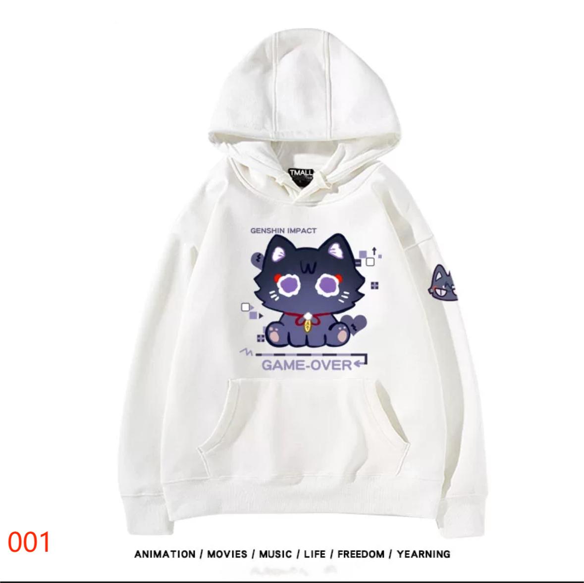 【tops】散兵猫プリントパーカー（ 男女兼用）Ｋ0200