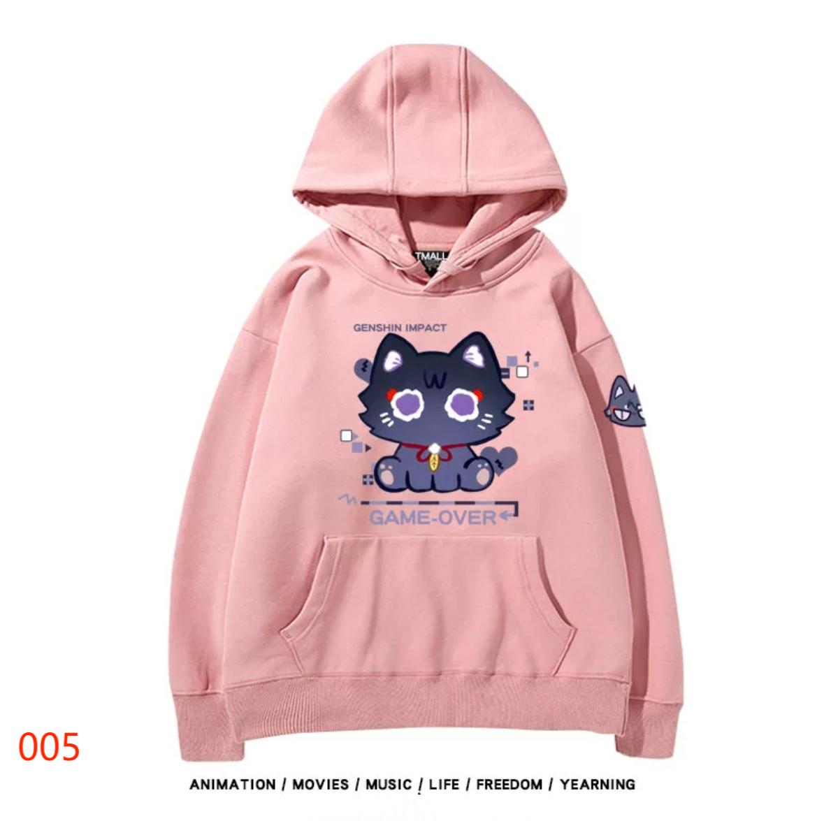 【tops】散兵猫プリントパーカー（ 男女兼用）Ｋ0200