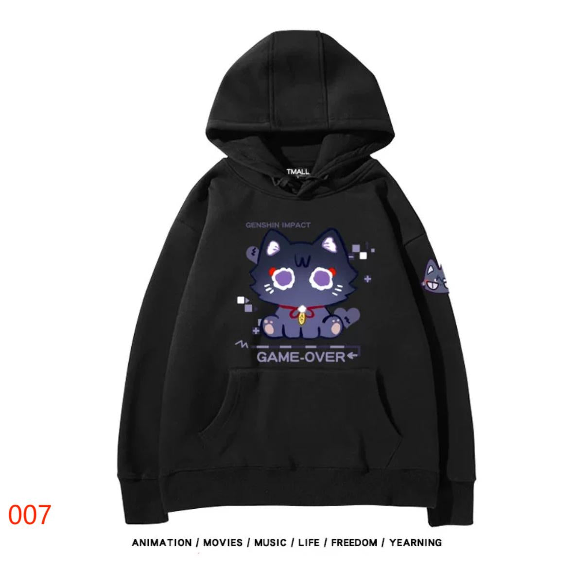 【tops】散兵猫プリントパーカー（ 男女兼用）Ｋ0200