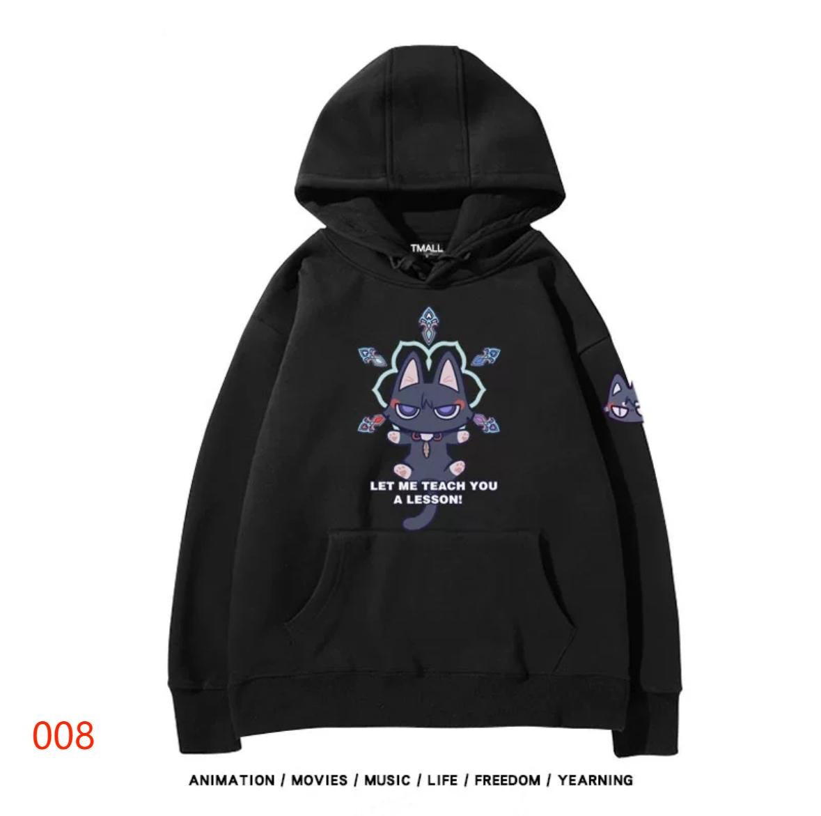 【tops】散兵猫プリントパーカー（ 男女兼用）Ｋ0200