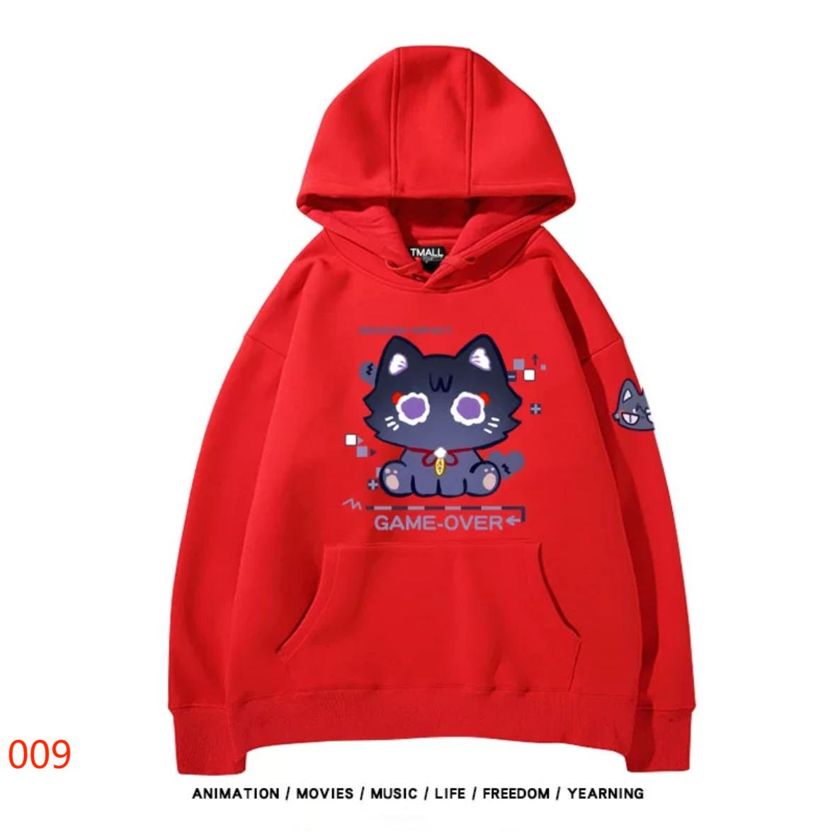 【tops】散兵猫プリントパーカー（ 男女兼用）Ｋ0200