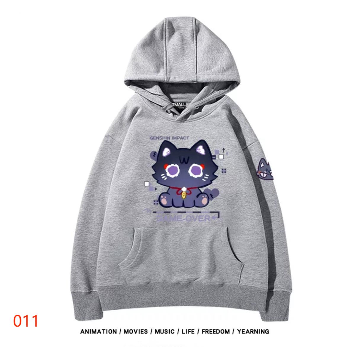 【tops】散兵猫プリントパーカー（ 男女兼用）Ｋ0200