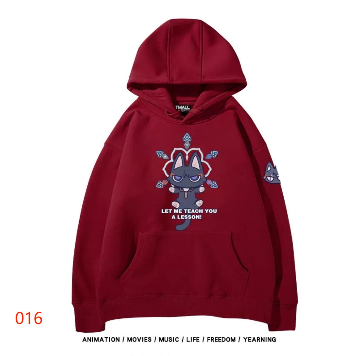 【tops】散兵猫プリントパーカー（ 男女兼用）Ｋ0200