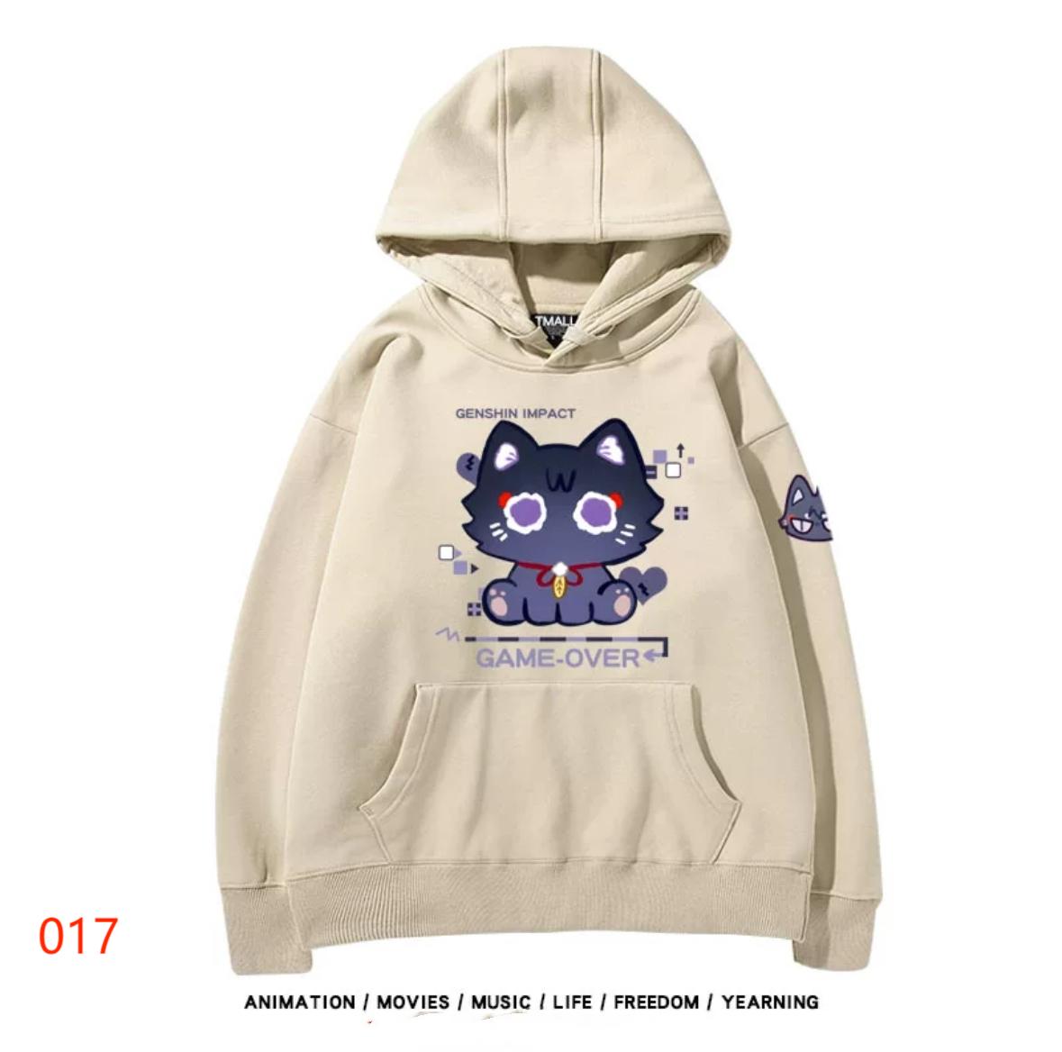 【tops】散兵猫プリントパーカー（ 男女兼用）Ｋ0200