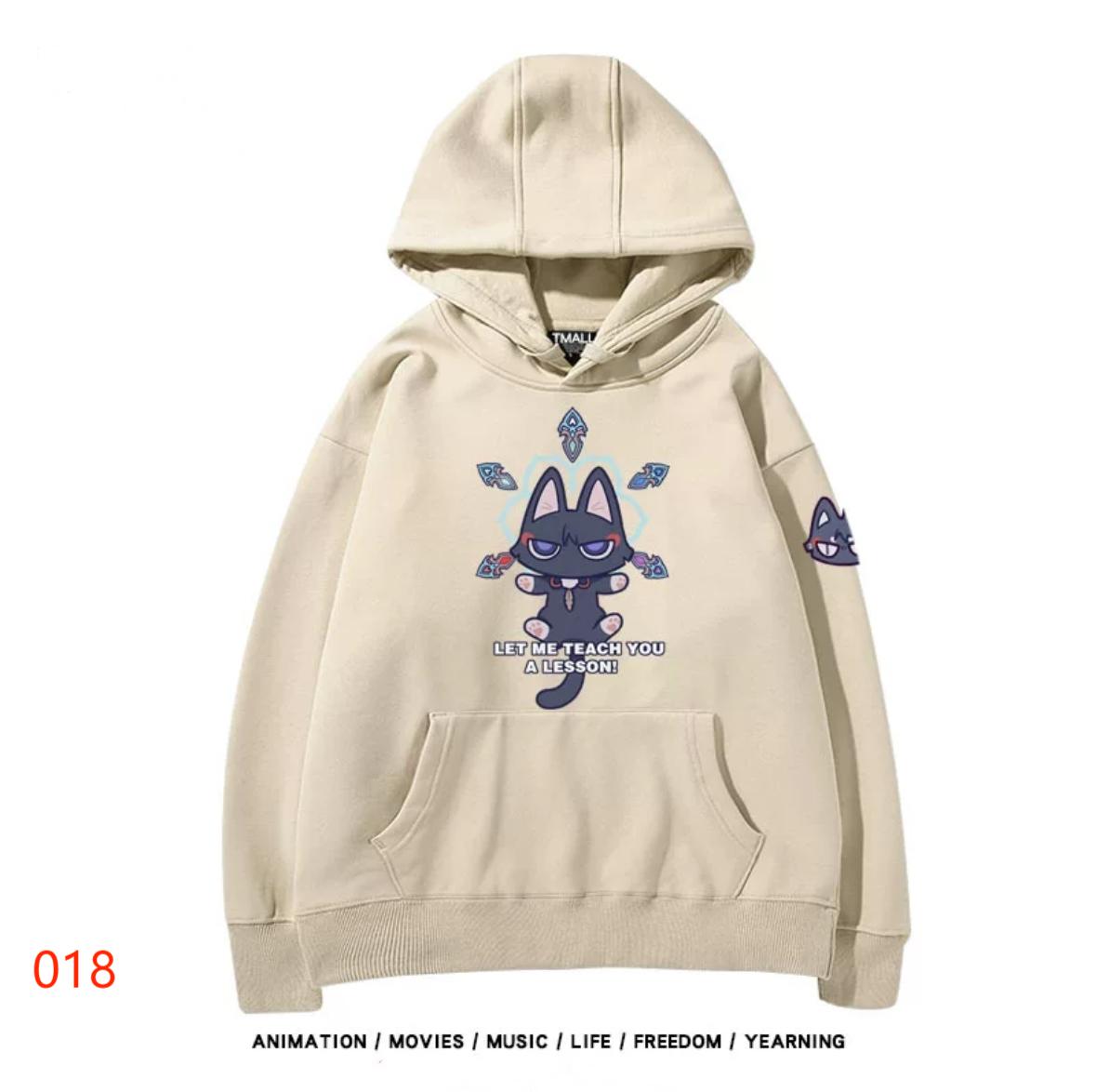 【tops】散兵猫プリントパーカー（ 男女兼用）Ｋ0200