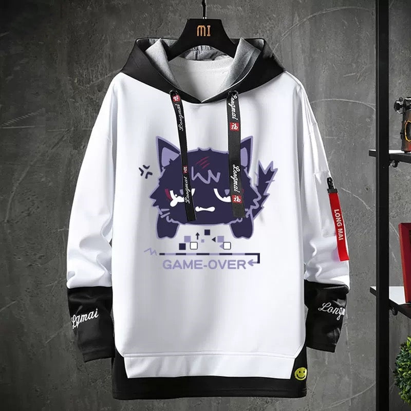 【tops】散兵猫プリントパーカー（ 男女兼用）Ｋ0201