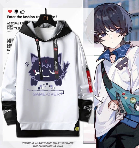 【tops】散兵猫プリントパーカー（ 男女兼用）Ｋ0201