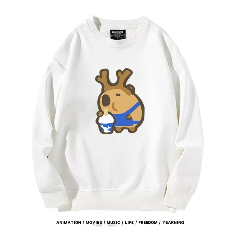 【tops】カピバラプリントプルオーバー（ 男女兼用）K0221