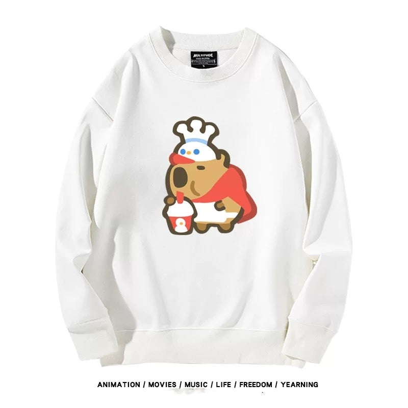 【tops】カピバラプリントプルオーバー（ 男女兼用）K0219