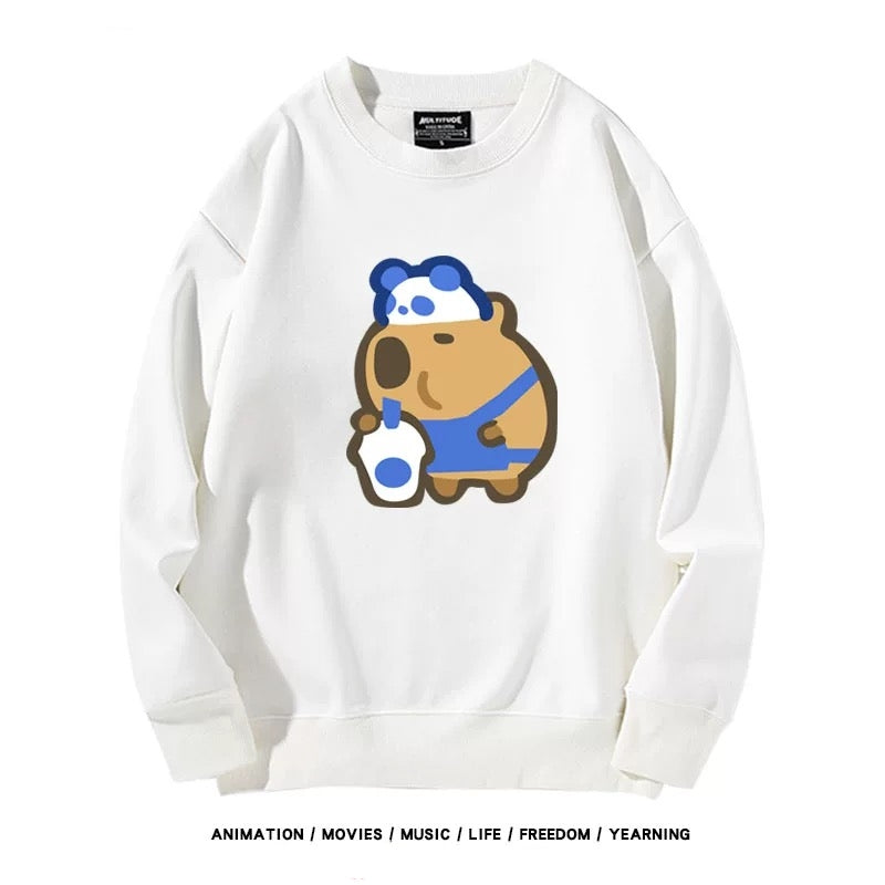 【tops】カピバラプリントプルオーバー（ 男女兼用）K0223