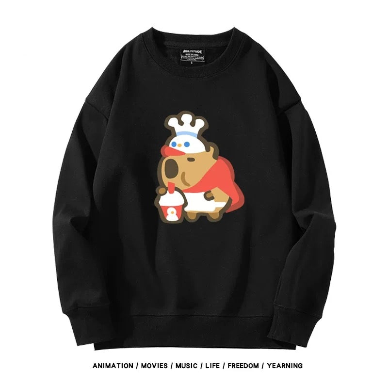 【tops】カピバラプリントプルオーバー（ 男女兼用）K0219