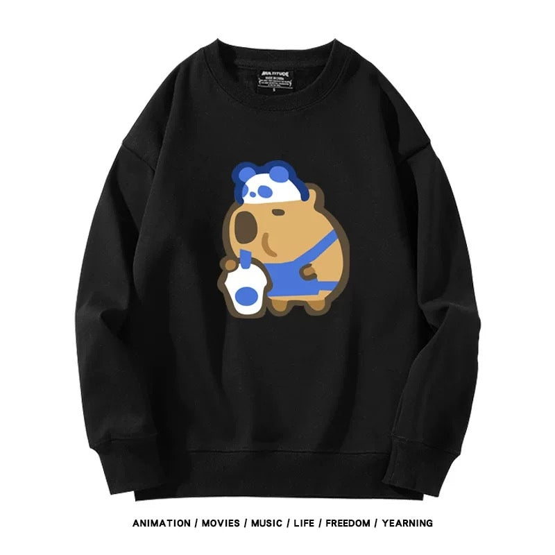 【tops】カピバラプリントプルオーバー（ 男女兼用）K0223