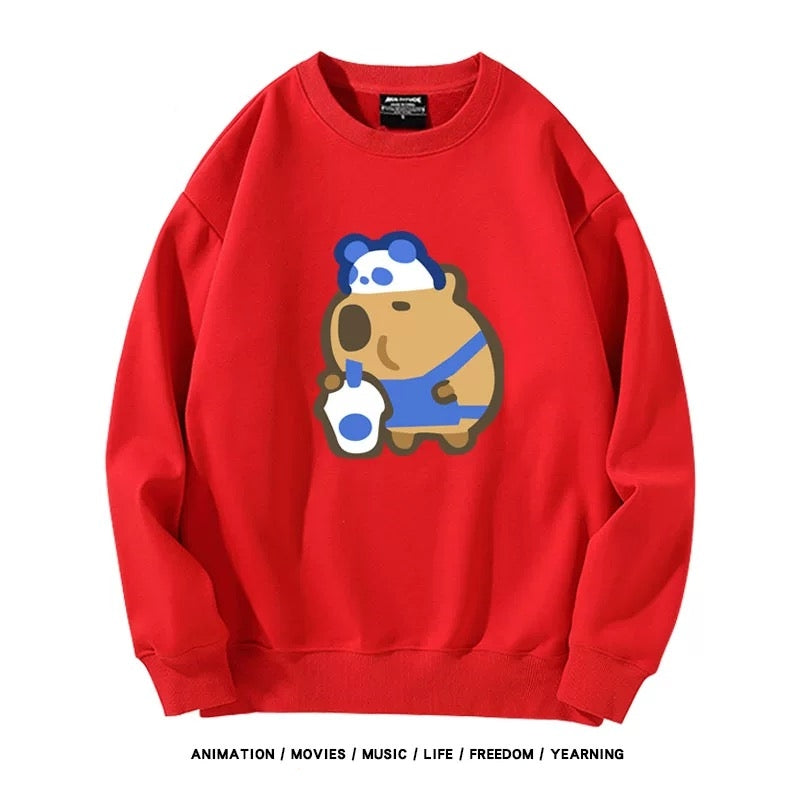 【tops】カピバラプリントプルオーバー（ 男女兼用）K0223