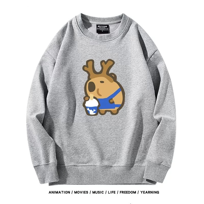 【tops】カピバラプリントプルオーバー（ 男女兼用）K0221