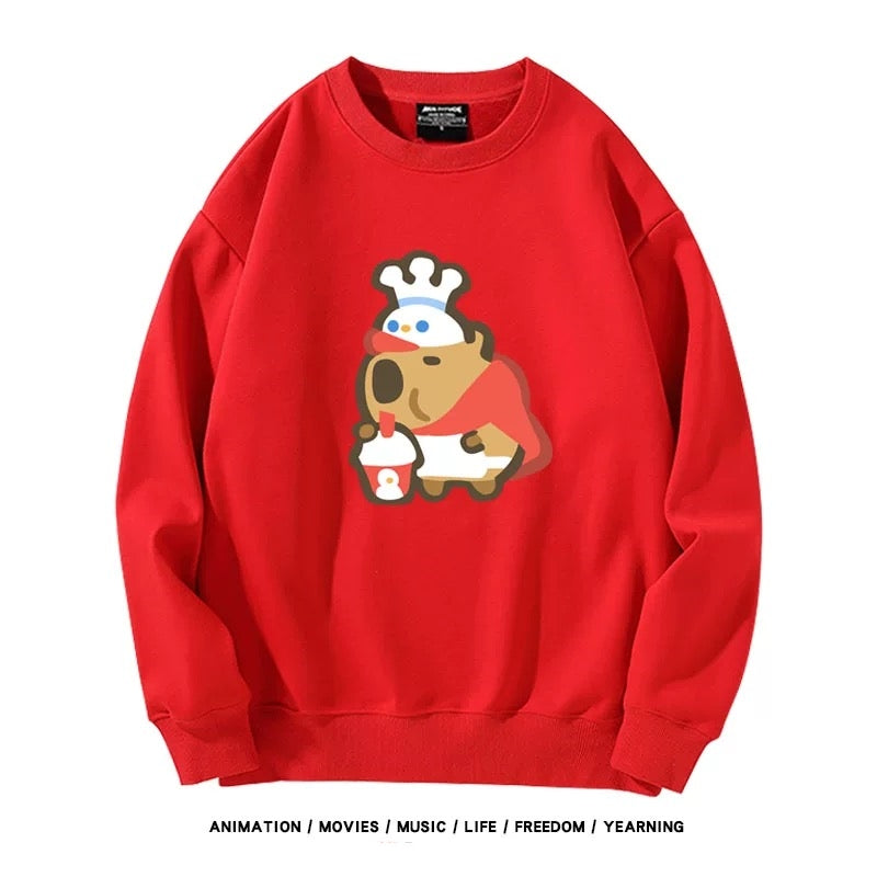 【tops】カピバラプリントプルオーバー（ 男女兼用）K0219