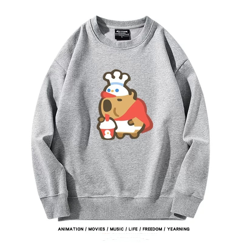 【tops】カピバラプリントプルオーバー（ 男女兼用）K0219