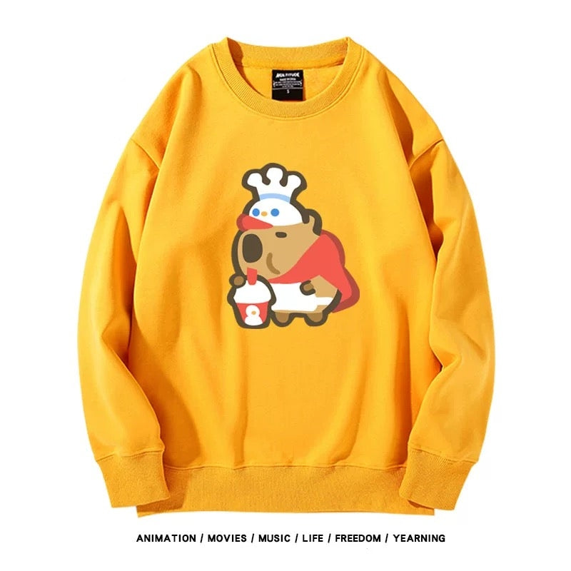 【tops】カピバラプリントプルオーバー（ 男女兼用）K0219