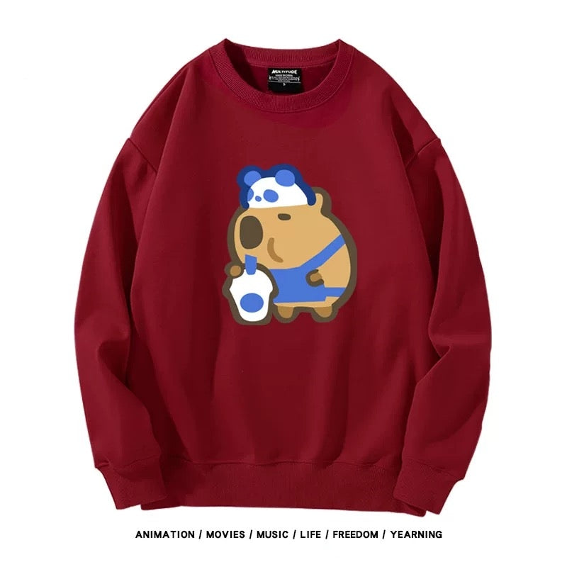 【tops】カピバラプリントプルオーバー（ 男女兼用）K0223