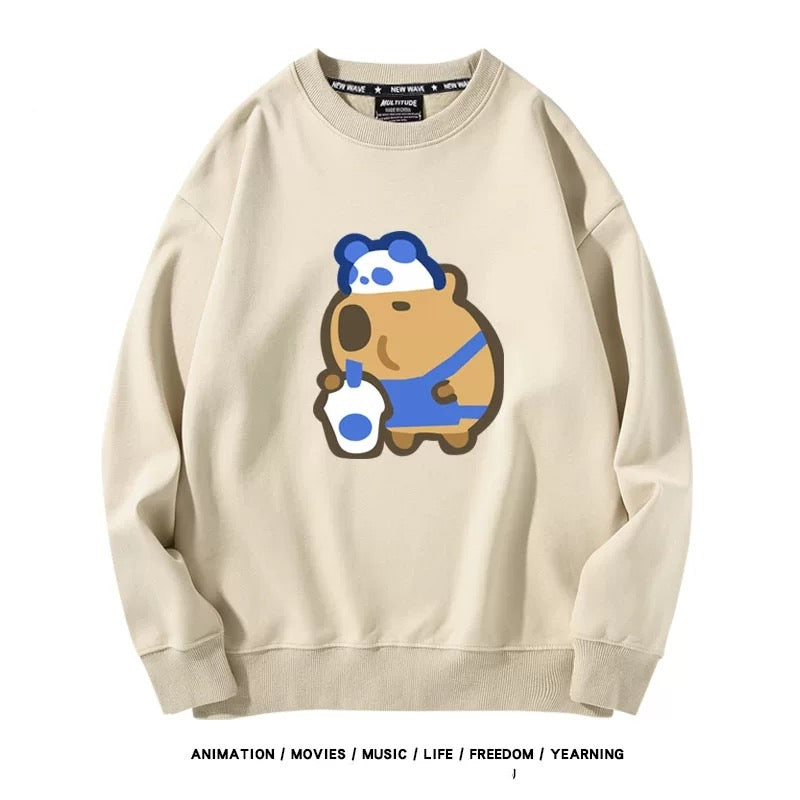 【tops】カピバラプリントプルオーバー（ 男女兼用）K0223