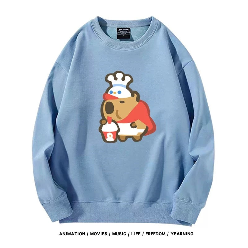 【tops】カピバラプリントプルオーバー（ 男女兼用）K0219