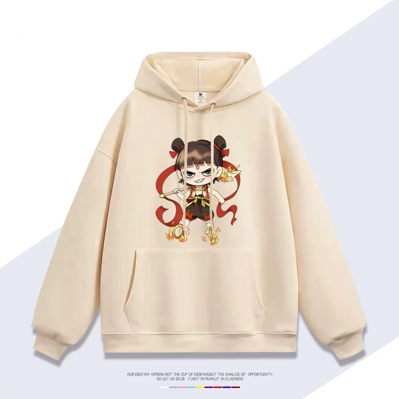 【tops】『哪吒』プリントパーカー（ 男女兼用）K0241