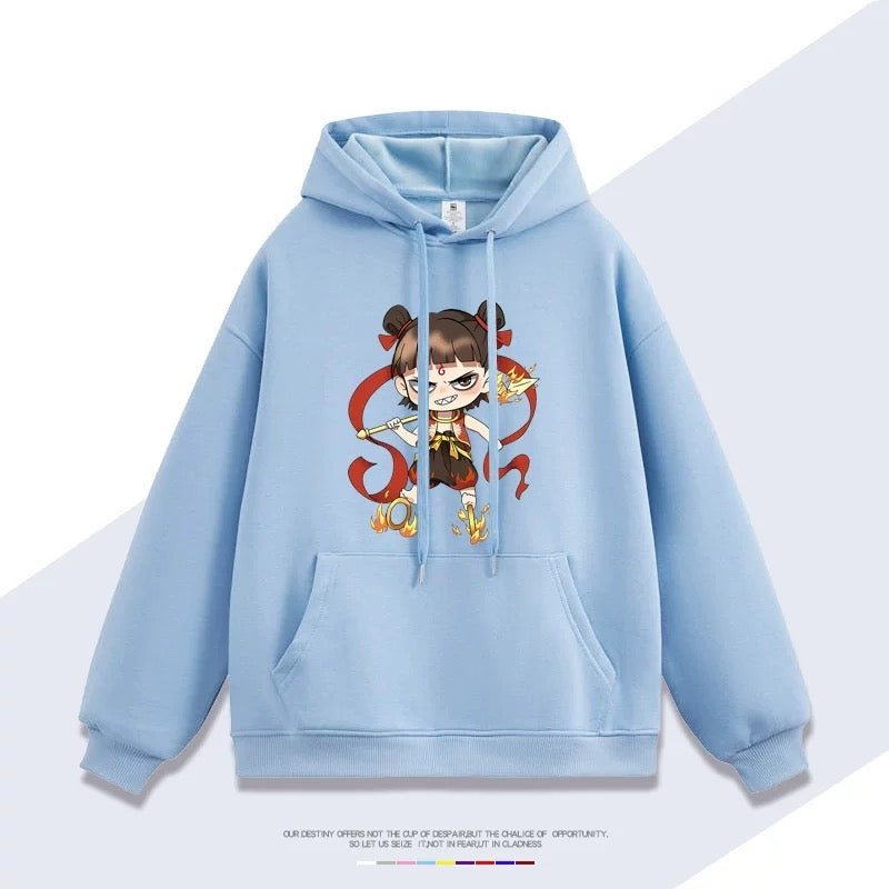 【tops】『哪吒』プリントパーカー（ 男女兼用）K0241