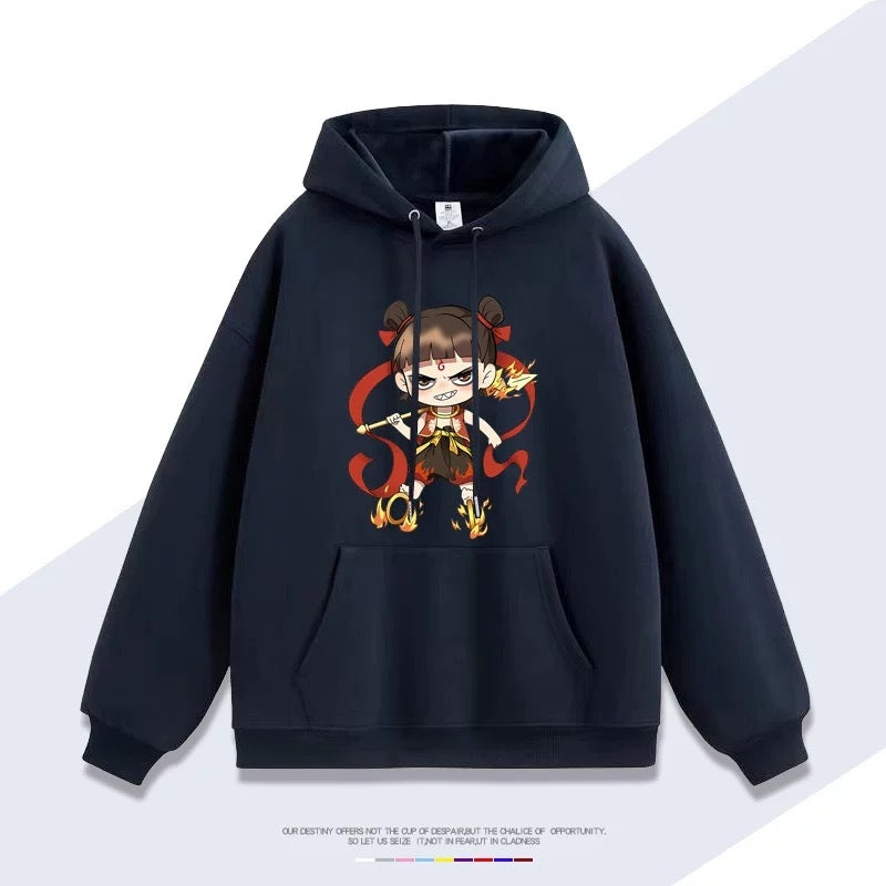 【tops】『哪吒』プリントパーカー（ 男女兼用）K0241