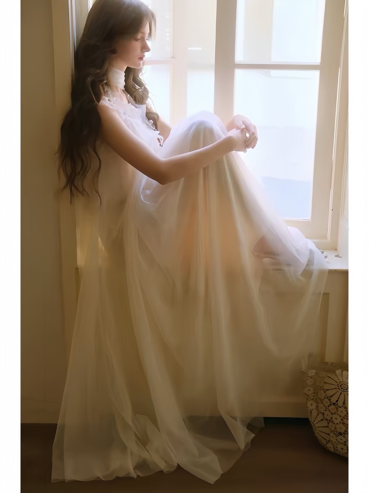 【dress】立体フラワーパールストラップチュールワンピース　K0564