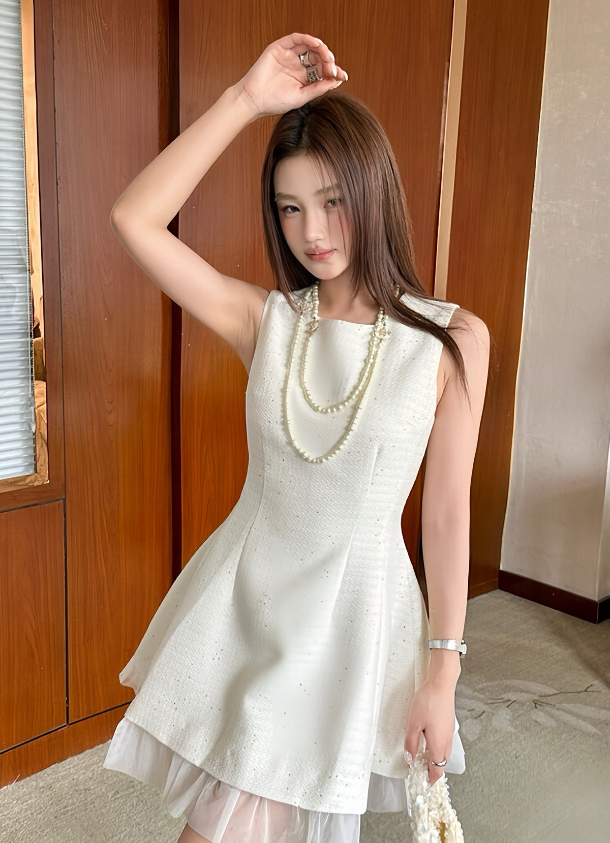 【dress】チュールドッキングミニワンピース　K0589