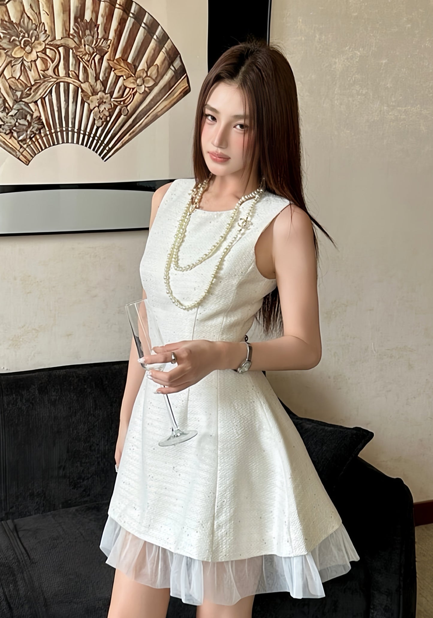【dress】チュールドッキングミニワンピース　K0589