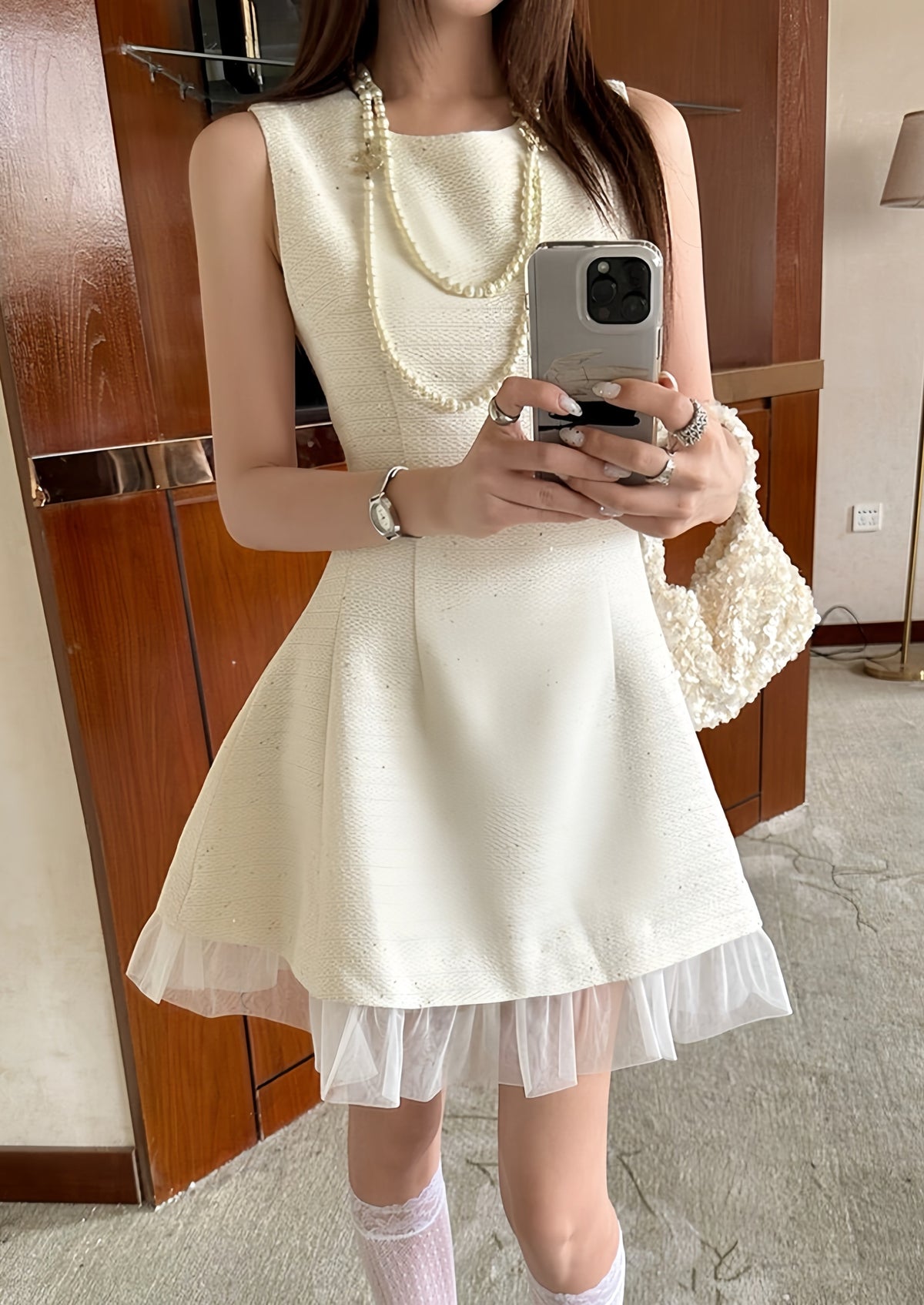 【dress】チュールドッキングミニワンピース　K0589