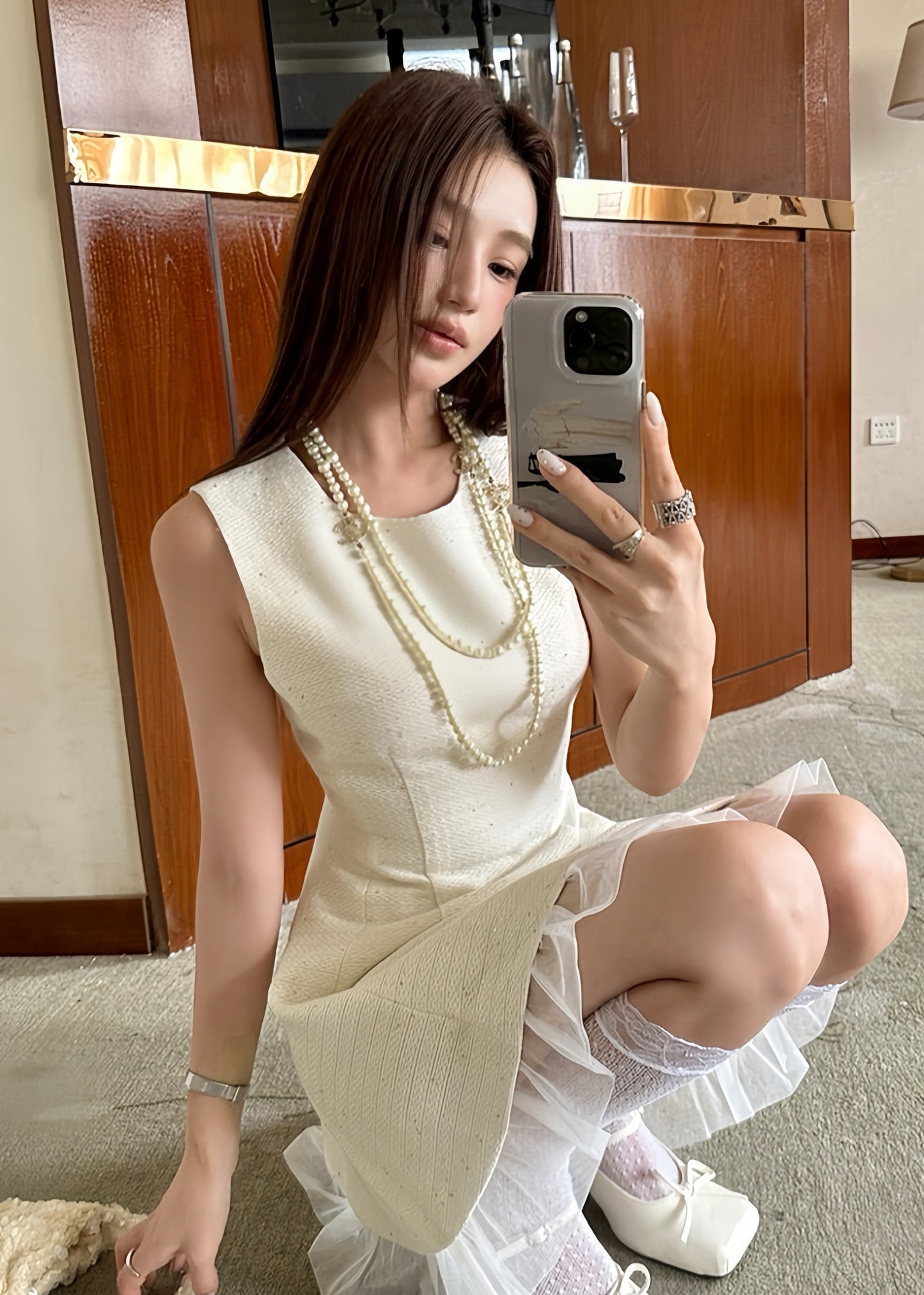【dress】チュールドッキングミニワンピース　K0589