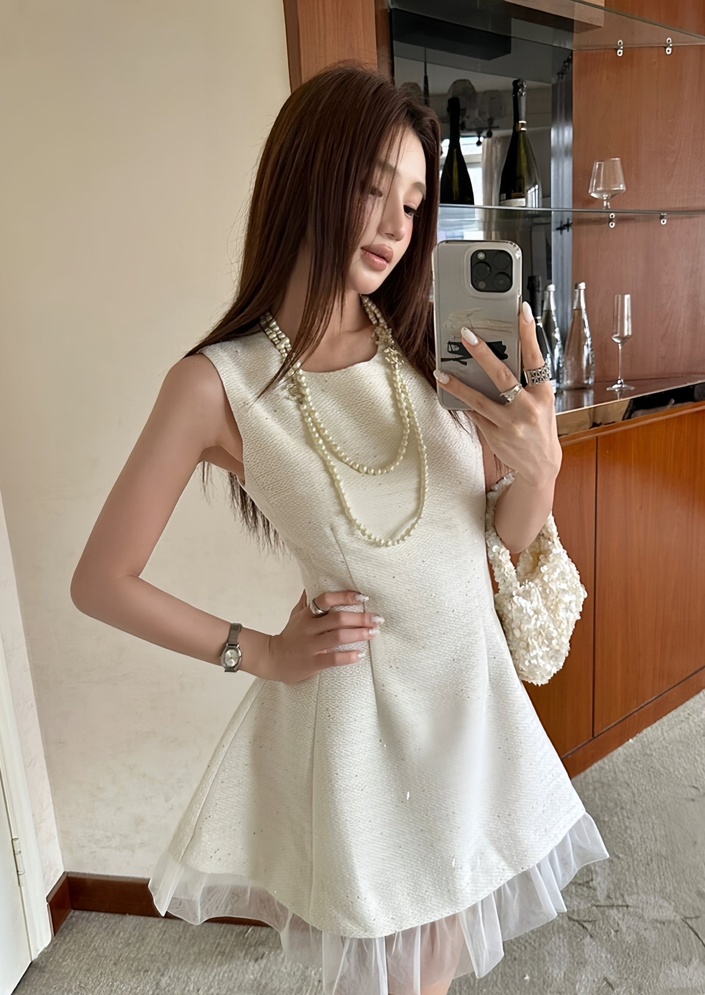 【dress】チュールドッキングミニワンピース　K0589