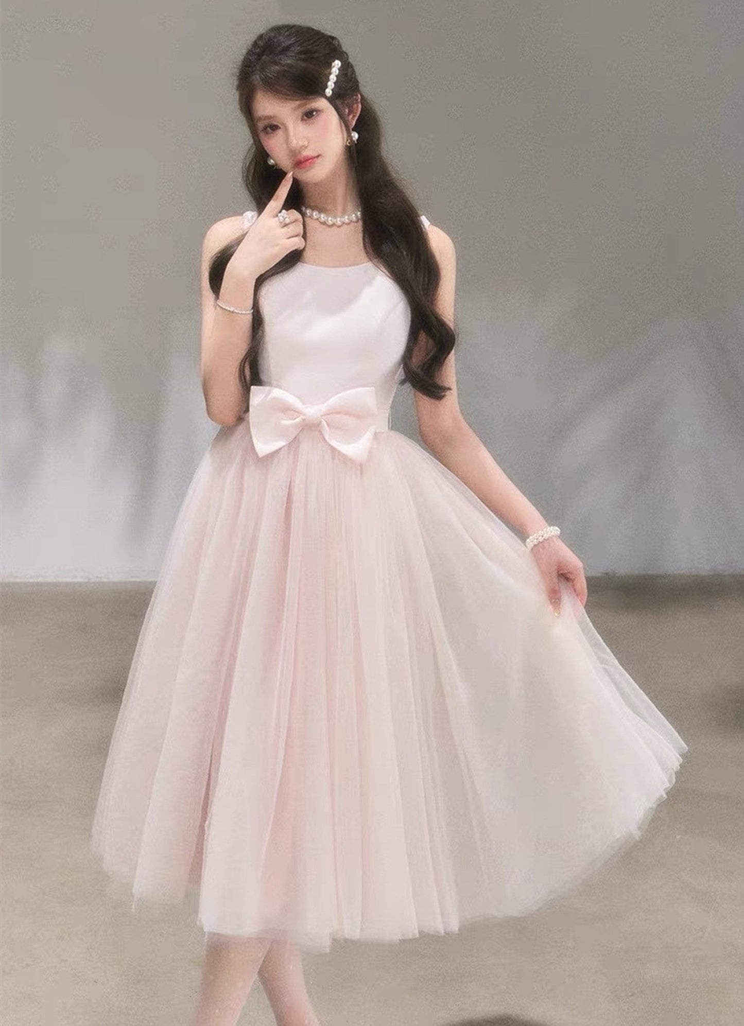 【dress】リボンチュールドッキングワンピース　N3711